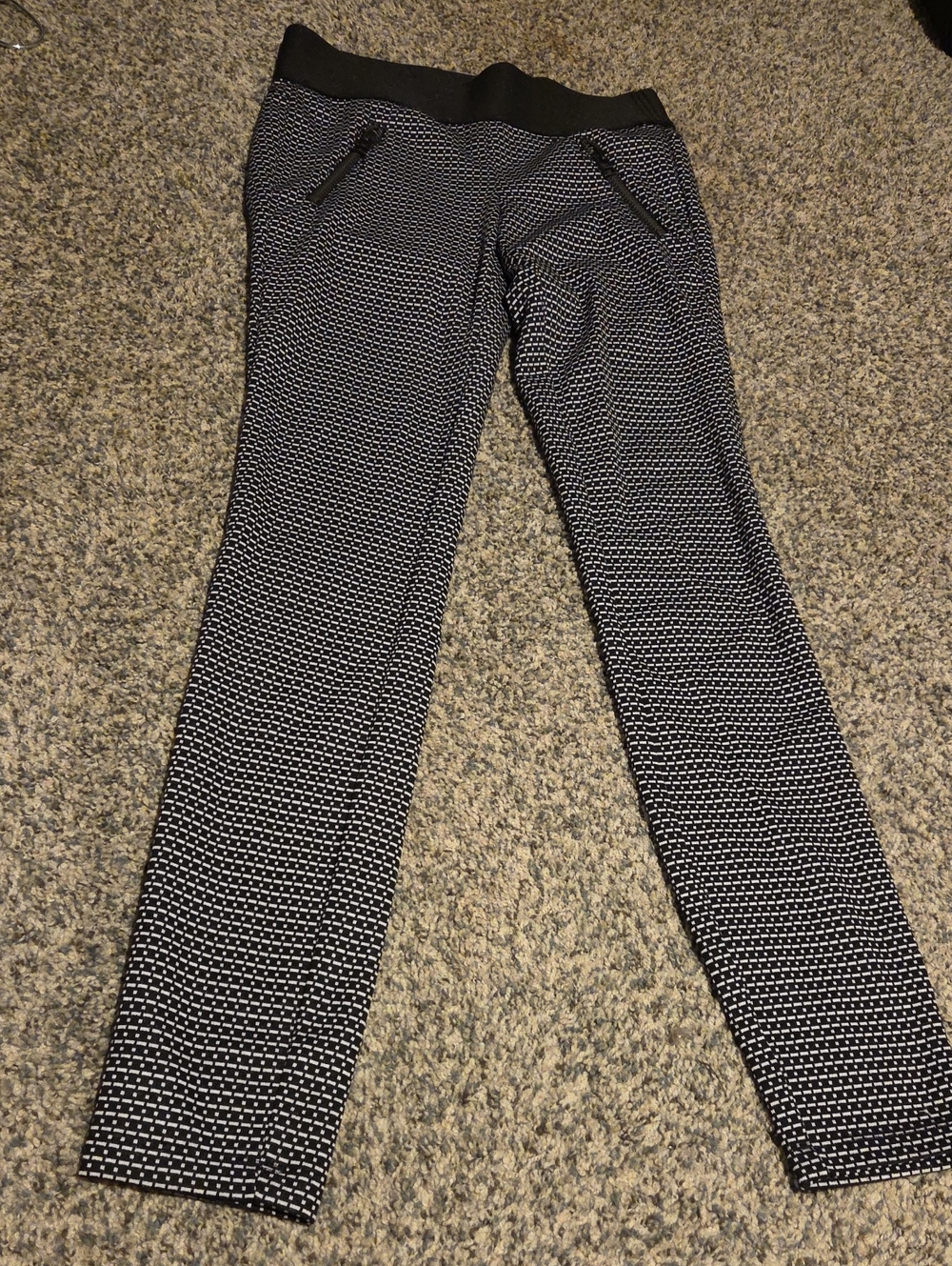 Slim Knit Ponte Pants in Black and White
